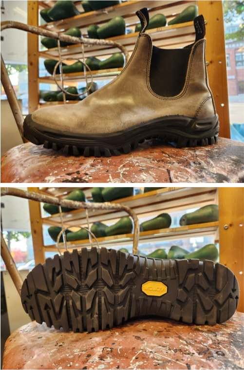 Blundstone rebuild with Vibram Cube sole, showing the boot and tread