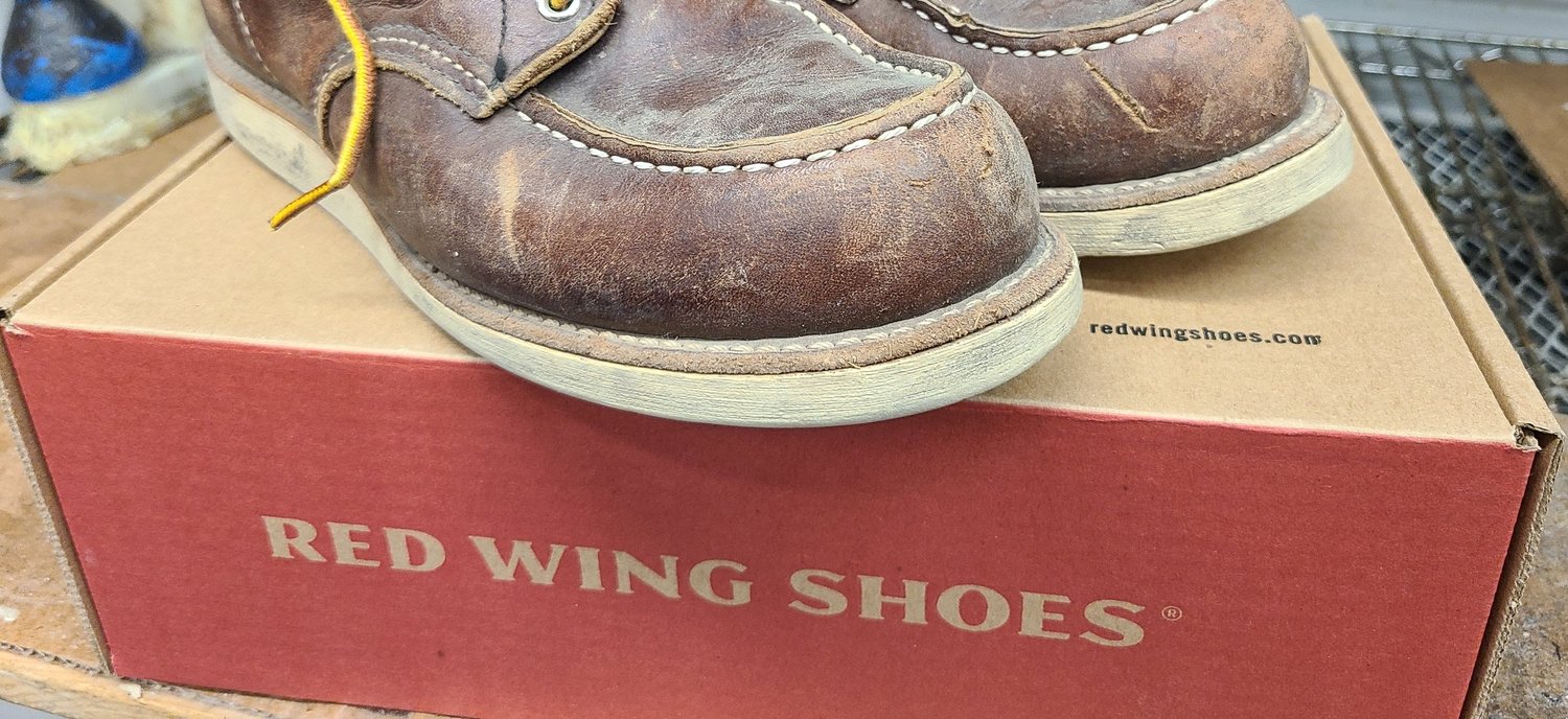 RedWing leather boots on their shoe box