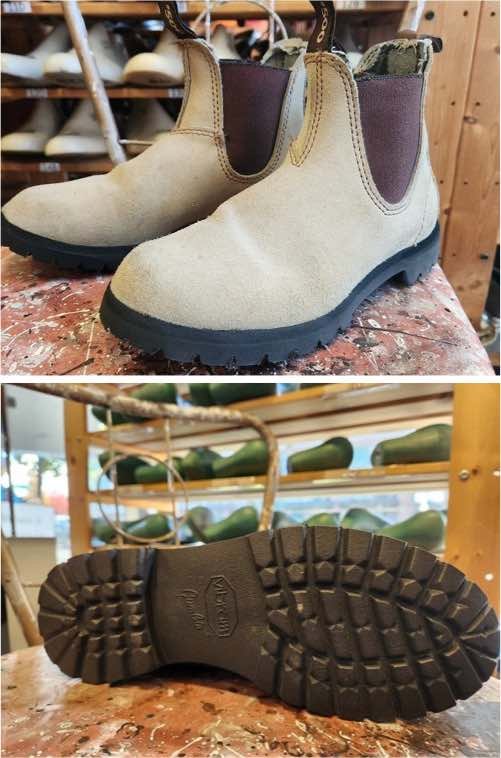 Blundstone rebuild with Vibram Stowe sole, showing the boot and tread